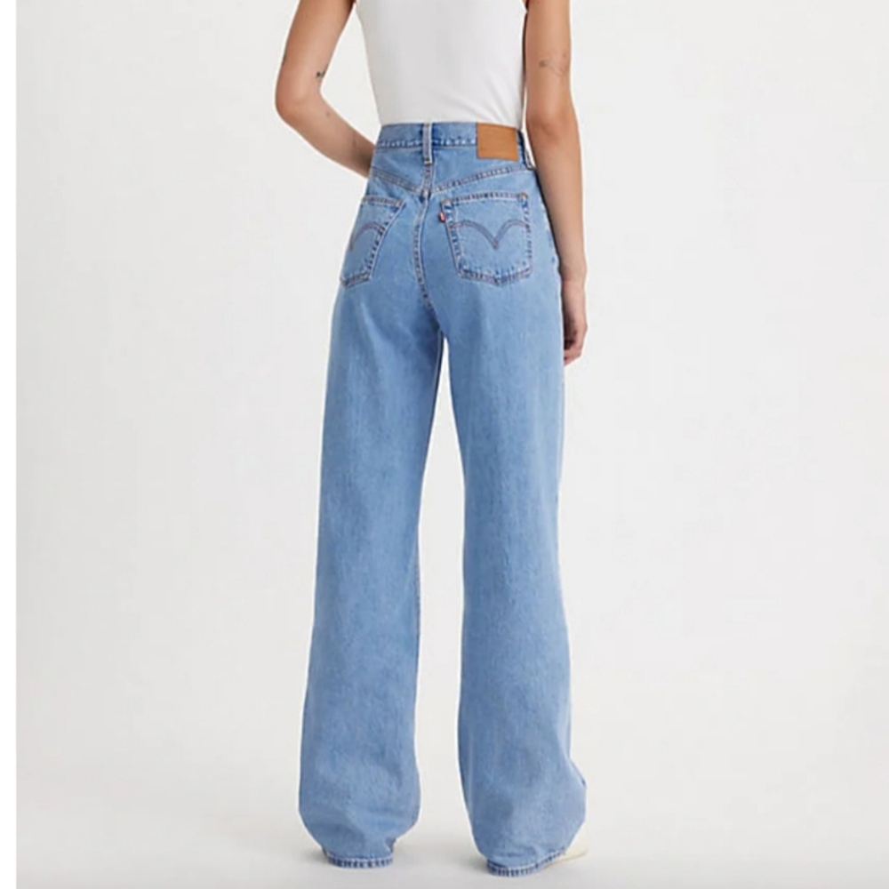 Levi's Ribcage Premium Wide Leg Blue Jeans - Picture 8 of 16